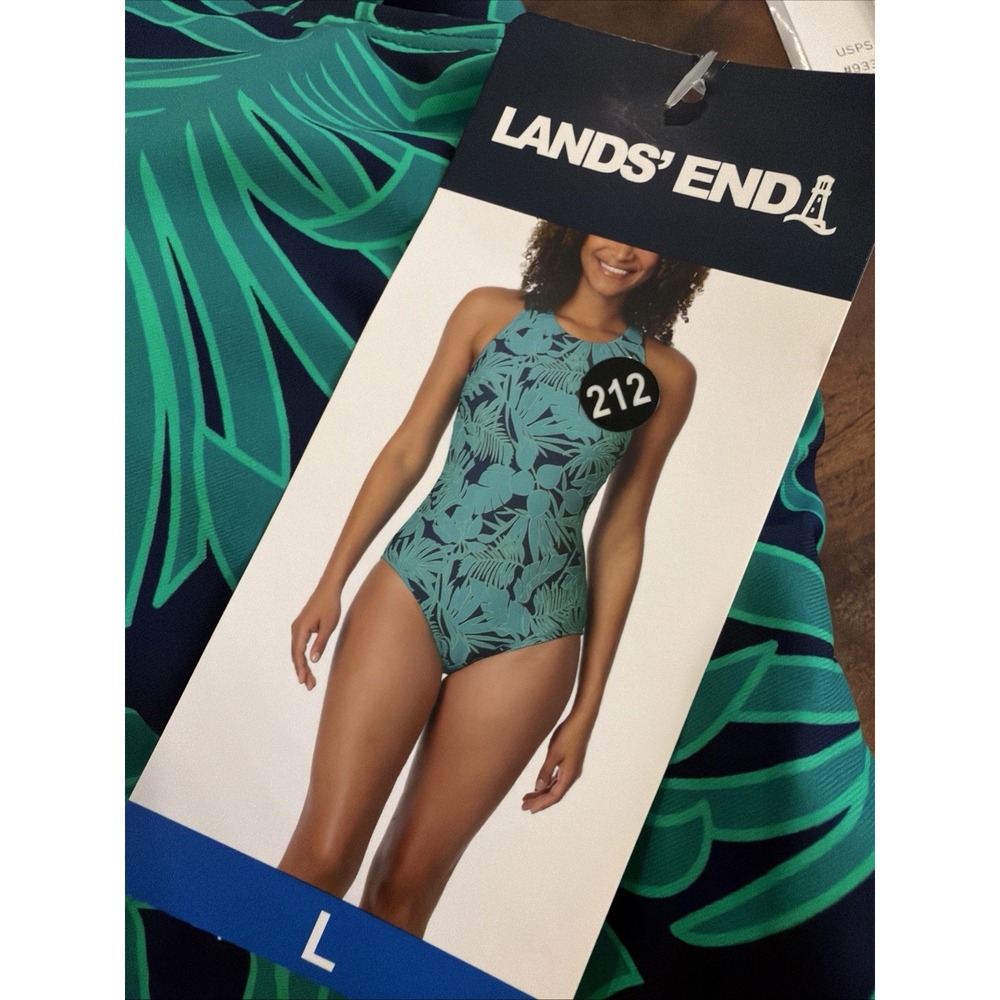 Lands' End Ladies' One Piece Swimsuit L Green